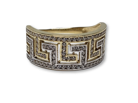 Bague grecque design 2 tons en or 10K WGR-273