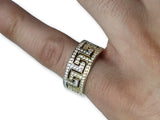 Bague grecque design 2 tons en or 10K WGR-273