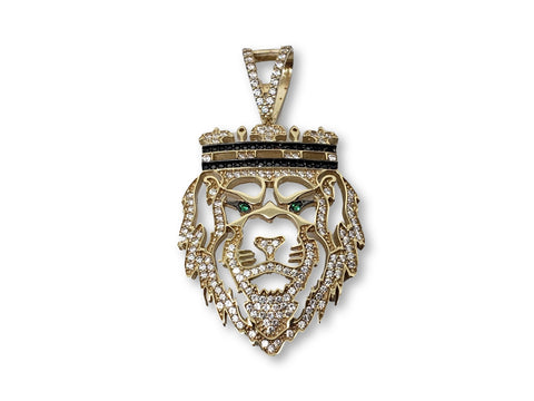 Lion king au yeux Vert  en or 10K model Prestige Cristalliser