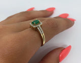 Bague Émeraude Vert 0.20ct de diamants en or jaune 10k