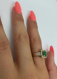 Bague Émeraude Vert 0.20ct de diamants en or jaune 10k