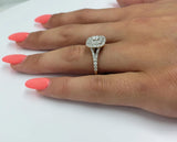 Bague halo 1.00ct de diamants en or jaune 14k