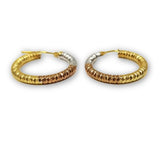 Boucle d'oreille 3 tons rond en or 10K Special GE-329 - OR QUEBEC 