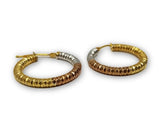 Boucle d'oreille 3 tons rond en or 10K Special GE-329 - OR QUEBEC 