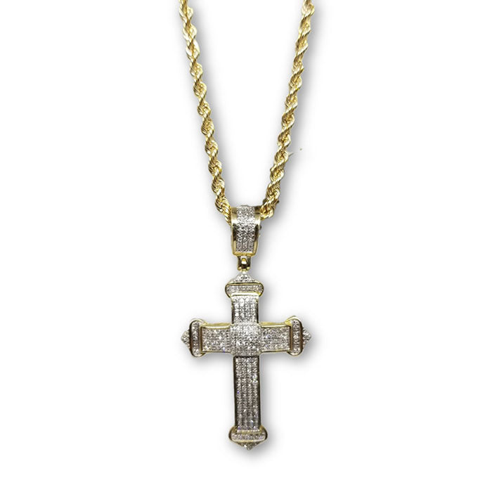 10K Or jaune 2.5MM Torsade Chaine & 0.36 CT Diamant Croix Pendentif DNG-004 - OR QUEBEC 