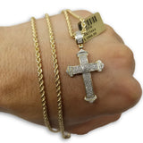 10K Or jaune 2.5MM Torsade Chaine & 0.36 CT Diamant Croix Pendentif DNG-004 - OR QUEBEC 