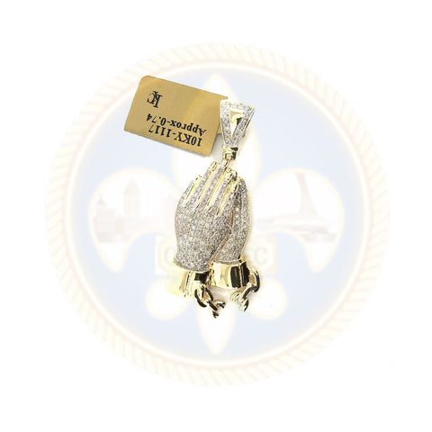 10K or jaune 18MM priant diamant Pendentif DPG-003