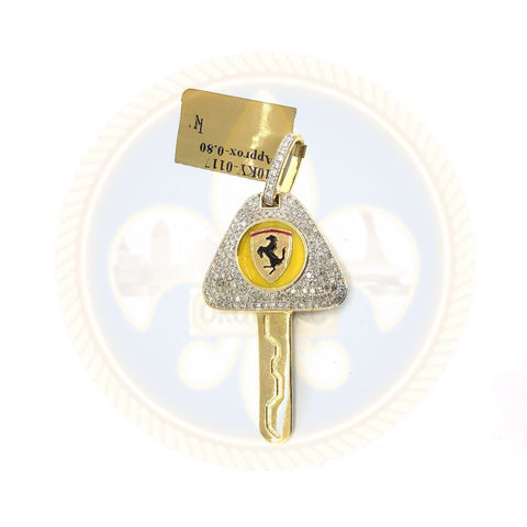 10K or jaune 23MM clé Ferarri Diamant Pendentif DPG-004
