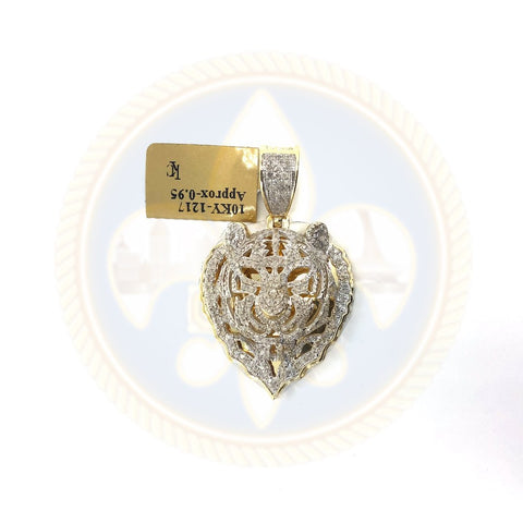 10K or jaune 25MM en forme de coeur de lion Diamant Pendentif DPG-007
