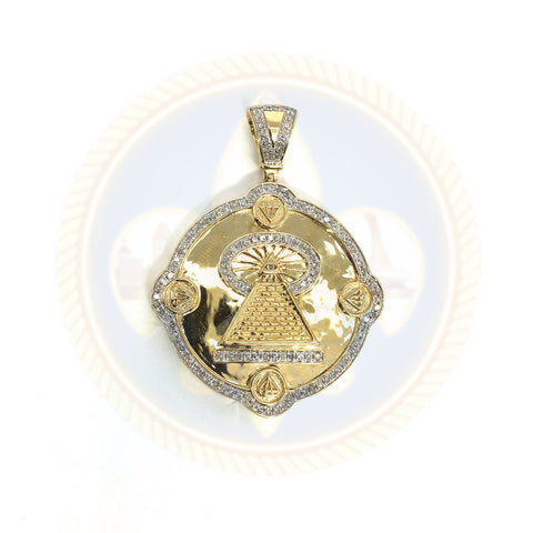 Pendentif diamant rond en or jaune 10K 33MM DPG-010