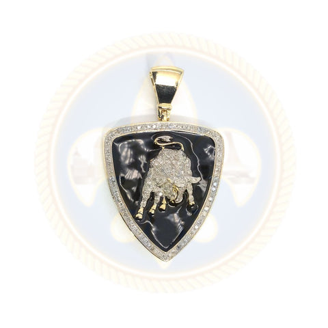 Pendentif en or jaune 10K 44MM Diamond Bull DPG-011