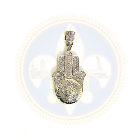 Or jaune et blanc 10K 18MM Main de Faitma diamant pendentif DPG-016