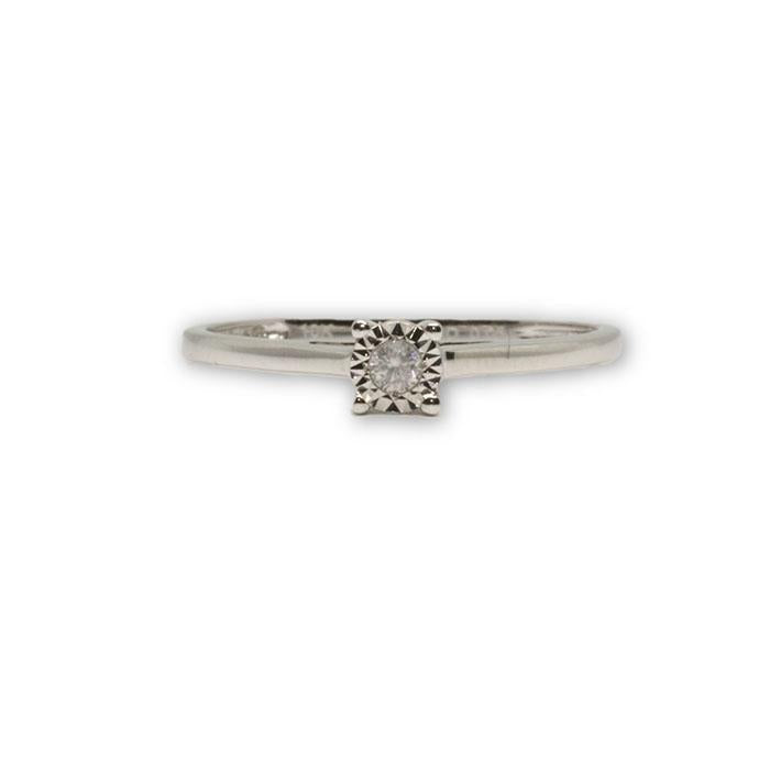 Bague Solitaire 0.05ct diamants en or blanc 10K pour femme DRG-051 - OR QUEBEC 