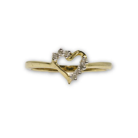 Bague coeur 0.06 ct diamants en or 10K DRG-053 - OR QUEBEC 