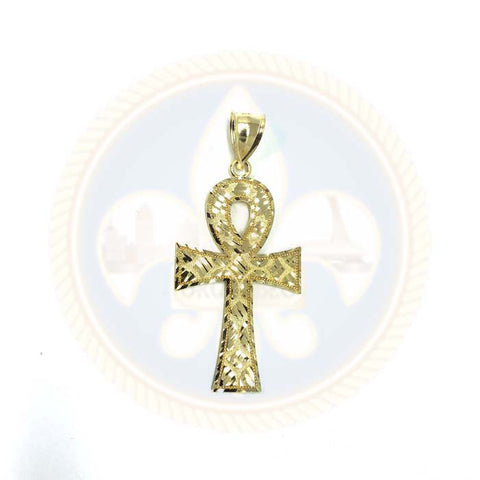 Pendentif or Jaune 10k Croix Ankh Diamond Cut GAP-011 - OR QUEBEC 