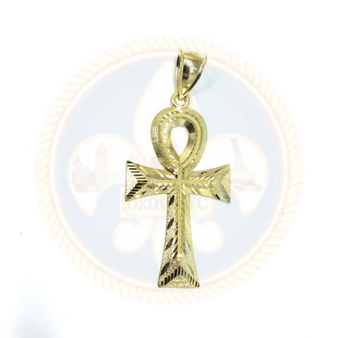 Croix Egyptienne Ankh en Or Jaune 10K avec Coupe Diamanté L GAP-015 - OR QUEBEC 