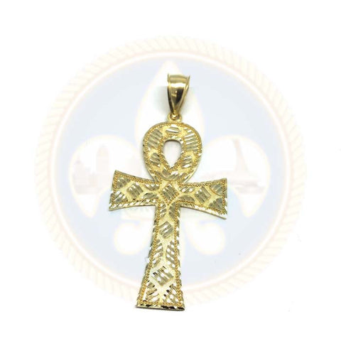 Pendentif Croix Ankh Diamond Cut en or jaune 10K GAP-016 - OR QUEBEC 