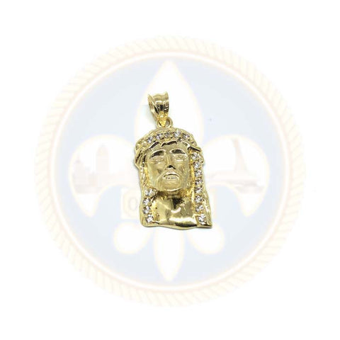 Pendentif Homme Or Jaune 10K Tête De Jesus CZ S GJP-032 - OR QUEBEC 