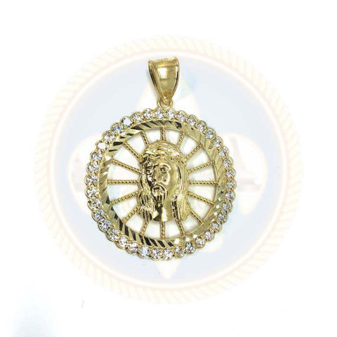 10K Jesus Pendentif Homme Or Jaune & Zircons GJP-015 - OR QUEBEC 