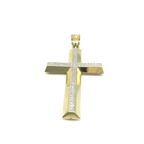 10K en or jaune 2 tons  Croix Pendentif Homme  GPA-005 - OR QUEBEC 