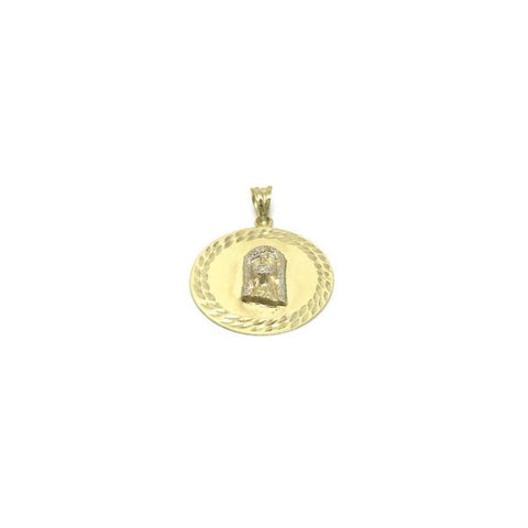 Visage de Jésus-Christ en or jaune 10K sur la  d'or ronde hommes Pendentif GPA-012 - OR QUEBEC 