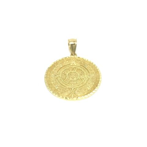 Artisanat culturel ancien en or jaune 10K sur pendentif rond en  or hommes GPA-030 - OR QUEBEC 