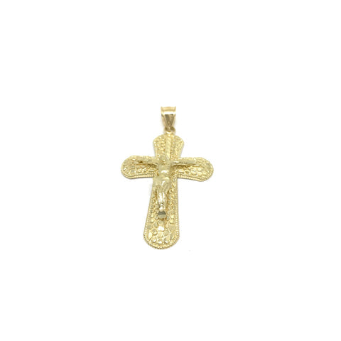 Croix ronde en or jaune 10K avec quatre croix de Crucifx Jésus GPA-037 - OR QUEBEC 