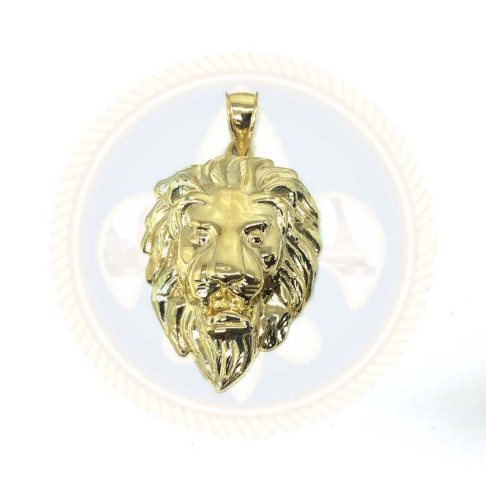 Pendentif en Or Jaune Tête De Lion 10K avec coupe diamanté XXL LGP-011 - OR QUEBEC 