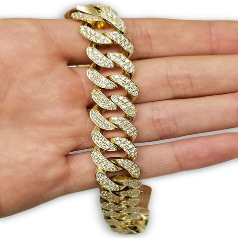 Miami Cuban Link  14K 6.65ct Si Diamonds 14mm Double paver MBG-067 - OR QUEBEC 