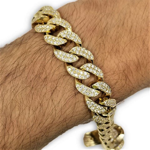 Miami Cuban Link  14K 6.65ct Si Diamonds 14mm Double paver MBG-067 - OR QUEBEC 