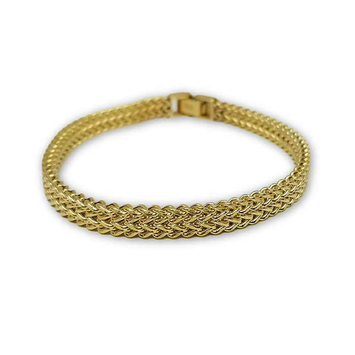 Bracelet Franco double maille style unique en or 10 k Italien 7mm MBG-090 - OR QUEBEC 