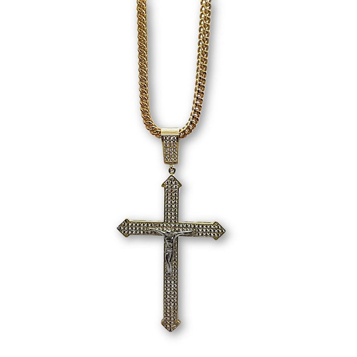 Chaîne en or 10K avec pendentif en croix, pendentif croix en or