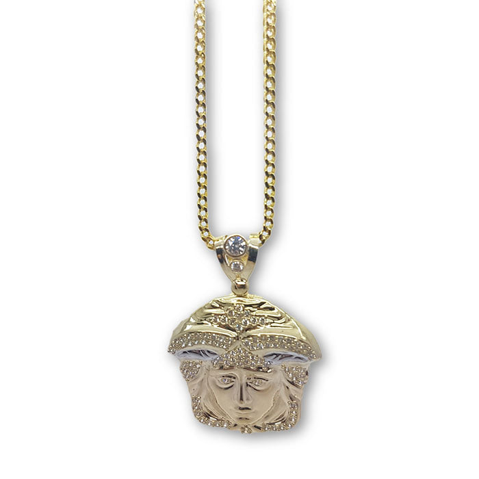 10K or jaune Franco Chaine 2.5mm Medusa Collier MNG-222 - OR QUEBEC 