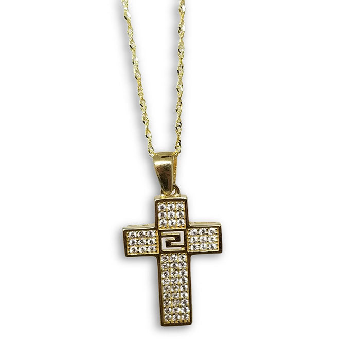 Singapour Collier Femme Vesrace Croix 10K or jaune MNG-304 - OR QUEBEC 