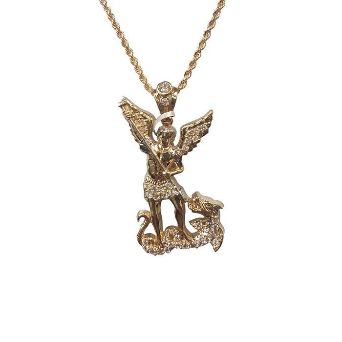 chaine Torsade en or 10 kt & Ange dragon feu en or 10 karat MNG-319 - OR QUEBEC 