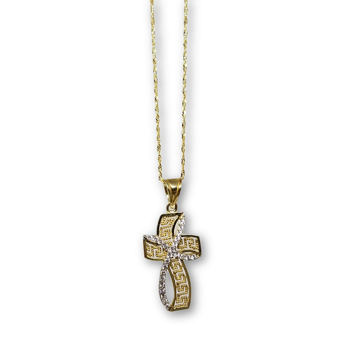 10K Or Jaune Singapour Femme Versace Croix Collier MNG-330 - OR QUEBEC 