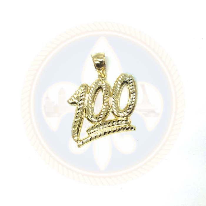 10K Pendentif homme emoji 100 en or jaune diamond cut MPG-356 - OR QUEBEC 