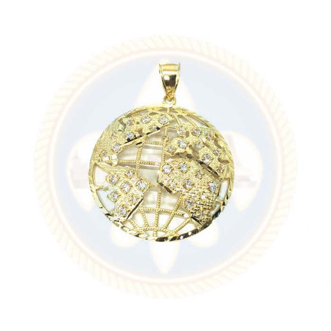 Pendentif Diamond Cut Globe avec Zircons en or 10K XL MPG-386 - OR QUEBEC 