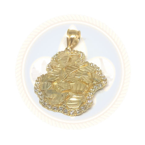 Pendentif Nugget en or jaune 10K avec finition Diamond Cut et Zircon NUG_001 - OR QUEBEC 