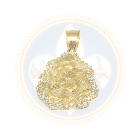 Pendentif Nugget en or 10K avec finition Diamond Cut et Zircon NUG_002 - OR QUEBEC 