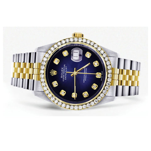 Montre Rolex Diamond Gold pour homme 16233 | 36Mm | Cadran bleu | Jubilee Band