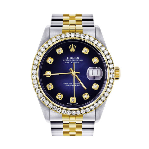 Montre Rolex Diamond Gold pour homme 16233 | 36Mm | Cadran bleu | Jubilee Band