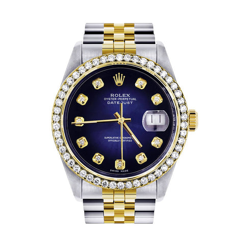 Montre Rolex Diamond Gold pour homme 16233 36Mm Cadran bleu