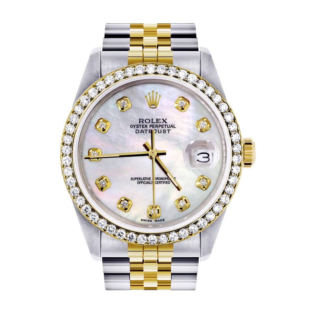 Montre Rolex Diamond Gold pour homme 16233 | 36Mm | Nacre blanche | Jubilee Band