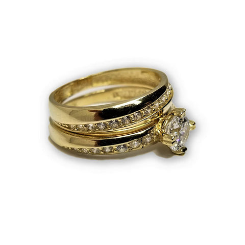 Bague mariage en or 10k pour femme 2 morceaux WGR-223 - OR QUEBEC 