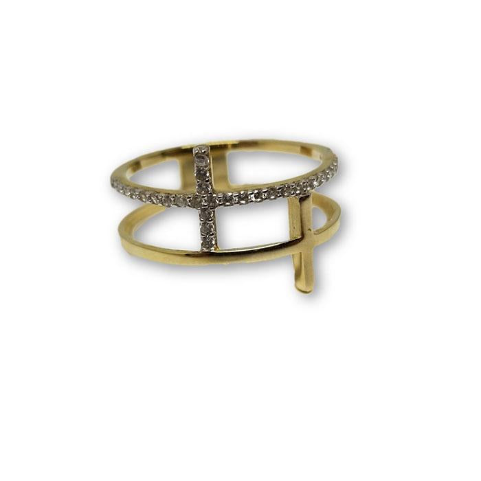 10K Or Jaune Bague Croix Femme WGR-193 - OR QUEBEC 