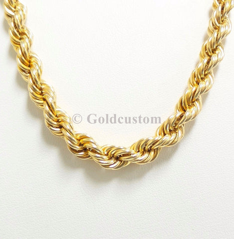 High Polish 10K Rope Chain Necklace 8MM Gold Men Yellow Solid Gold MGC-098